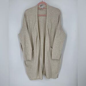 Pure Jill Women's Elegant Cream Open Front Long Cardigan Size 1X